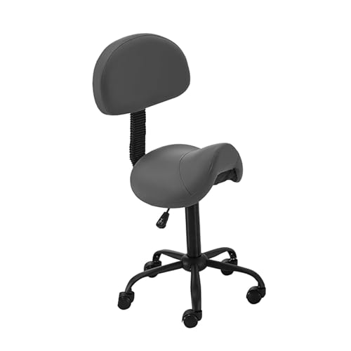 FXLUHAY Sattelstühle mit Verstellbarer Höhe, Hocker, Lordosenstütze, Spa-Stuhl aus Leder, rollender ergonomischer Drehstuhl for das Home Office im Geschäft von FXLUHAY