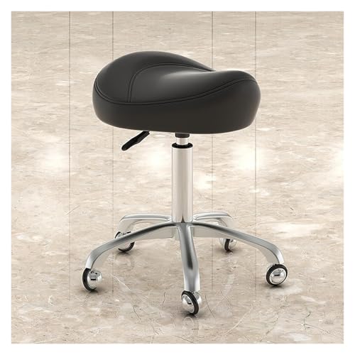 FXLUHAY Sattelstuhl, Beauty-Drehstuhl mit 39~53 cm Höhe, leicht zu montierender Bürohocker, Stuhl for Massageklinik, Nagelstudio(Black) von FXLUHAY