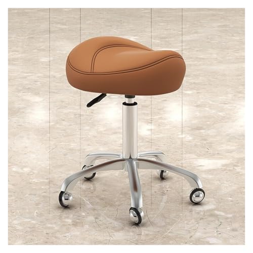 FXLUHAY Sattelstuhl, Beauty-Drehstuhl mit 39~53 cm Höhe, leicht zu montierender Bürohocker, Stuhl for Massageklinik, Nagelstudio(Brown) von FXLUHAY