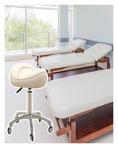 FXLUHAY Sattelstuhl, Sattelstuhl, Massageklinik, Sattel-Rolldrehstuhl, höhenverstellbarer ergonomischer Bürohocker, Nageltechniker-Friseur mit leichtgängigen Rollen von FXLUHAY