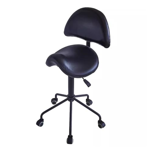 FXLUHAY Sattelstuhl mit Rückenlehne, 65~80 cm extra hoher Sattelhocker for Wimperntechniker, Stylisten und Hygieniker, Sitz for Zahnarztpraxen(Black) von FXLUHAY