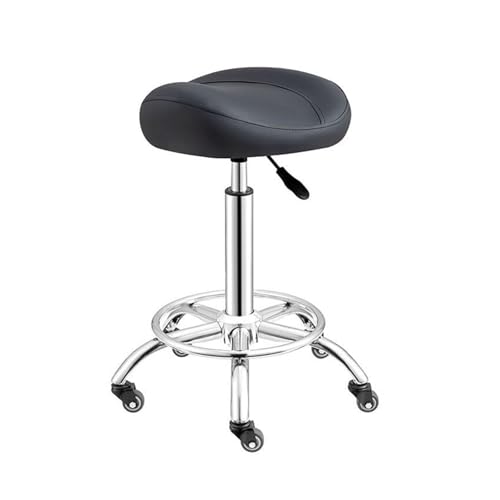 FXLUHAY Sattelstuhl mit geräuschlosen Bremsrädern, Tragfähigkeit 330 IBS for Home Office Salon Shop(Black) von FXLUHAY