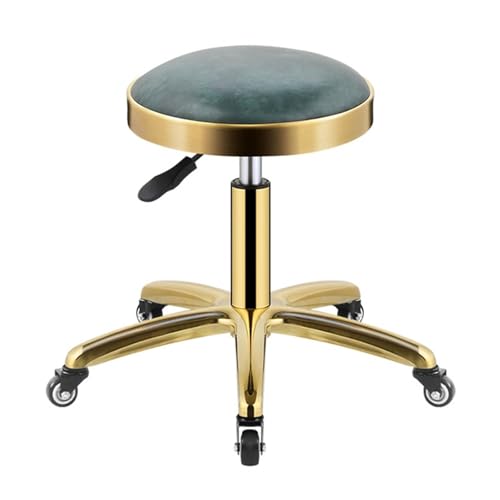 FXLUHAY Schwerer Drehstuhl mit Rollen und Rädern for Büro, Schlafzimmer, Ladentheke, Salon, Schminktisch, Spa, Massage, Schönheitstisch(Cyan) von FXLUHAY