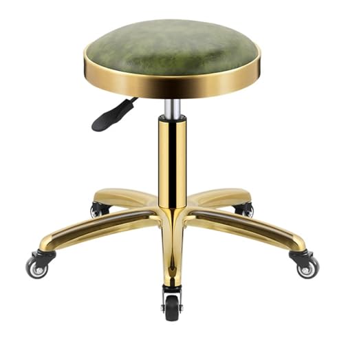 FXLUHAY Schwerer Drehstuhl mit Rollen und Rädern for Büro, Schlafzimmer, Ladentheke, Salon, Schminktisch, Spa, Massage, Schönheitstisch(Green) von FXLUHAY
