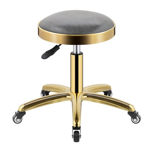FXLUHAY Schwerer Drehstuhl mit Rollen und Rädern for Büro, Schlafzimmer, Ladentheke, Salon, Schminktisch, Spa, Massage, Schönheitstisch(Grey) von FXLUHAY