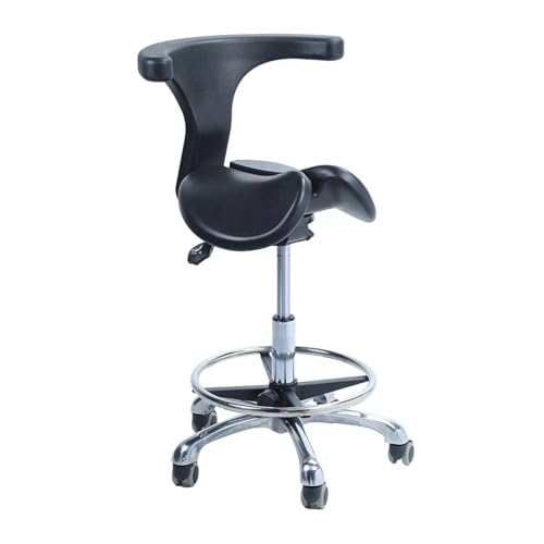 FXLUHAY Sitzhocker, ergonomischer Sitz, geteilter Sitz, medizinischer Rollstuhl mit Rückenlehne und zwei Neigungsoptionen, für Zahnarztpraxis zu Hause (48 – 60 cm (18 7/8 Zoll - 23 5/8 Zoll) Höhe) von FXLUHAY