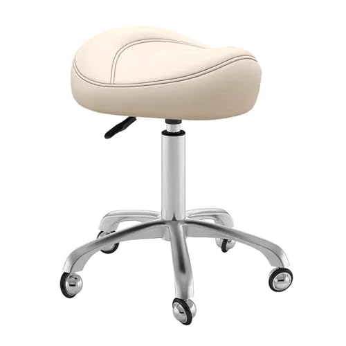 Sattelhocker, Drehstuhl for Zahnarztpraxen, Sattelstuhl mit Ledersitz for Männer und Frauen in Übergröße, Linderung von Rückenschmerzen, Rosa, Weiß, Braun von FXLUHAY