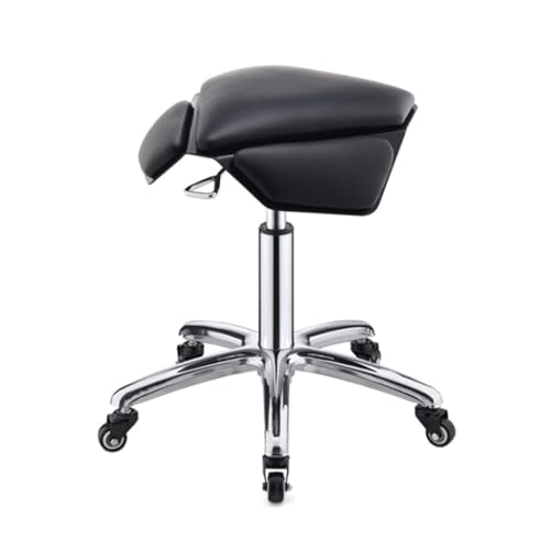 Sattelhocker, drehbarer Salon-Schneidehocker, trapezförmiger Sattelstuhl mit Rädern, 360°-Drehung for Zuhause, Badezimmer, Büro, Salon, Geschäft von FXLUHAY