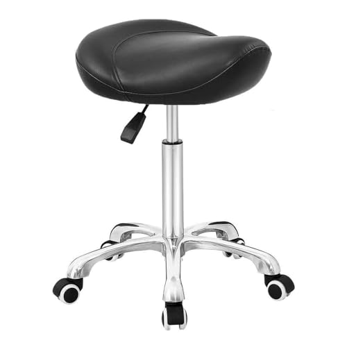 Sattelhocker mit Rädern, Hochleistungs-Anti-Ermüdungshocker, hydraulischer Hockerstuhl for Labor, Klinik, Zahnarzt, Salon, Massage, Büro und Heimküche(Black) von FXLUHAY