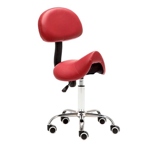Sattelstuhl for Dentalhygieniker mit Rückenlehne, Rollhocker mit Sattelsitz, Küchenstuhl for Gesichtssalons, Hocker for Musik- und Lackierarbeiten im Homeoffice(Red) von FXLUHAY