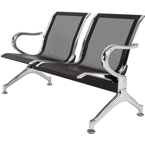 Sitzbank für Flughafen Empfang, Wartezimmer, Bürogästestühle & Empfangsstühle, Gästestühle mit Armlehnen, für Bürobank, Schwarz, 2-Sitzer Sitzbank für Flughafen Empfang, Wartezimmer, Bürogästestühle & Empfangsstühle, Gästestühle mit Armlehnen, für Bürobank, Schwarz, 2-Sitzer von FXTYRXJ