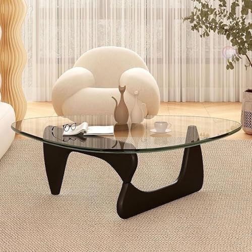 Triangle Glass Coffee Table Mid Century Modern Coffee Table Modern Coffee Table for Living Room Glass Top Vintage Coffee Tables for Living Room, Patio, Study von FXTYRXJ