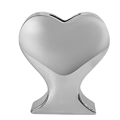Herz-Vase, Einzigartige Moderne Kunstkeramikvasen für das Home Office dekorativ für Blumentopf Valentinstag Hochzeitsdekoration -Silber von FXXWJP