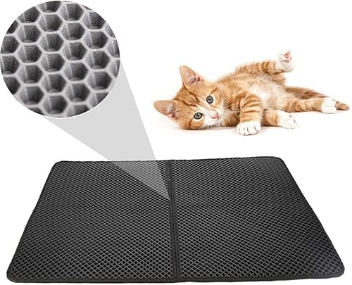 FXxswey Katzenklo Matte, Waben-Doppelschicht-Design wasserdichte, urinsichere Auffangmatte für Katzentoiletten, Leicht zu reinigende Streukontrolle (28"x 22" Inch) von FXxswey