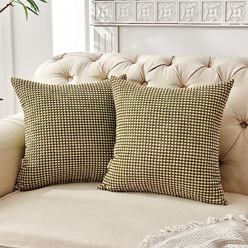 FY FIBER HOUSE 2er Set gemütliche Kissenbezüge Cord-Kissenhülle, dekorative Zierkissenbezüge für Couch, Bett, Sofa, Wohnzimmer, 40x40cm,Grün von FY FIBER HOUSE