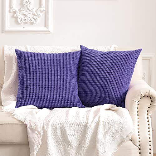 FY FIBER HOUSE 2er Set gemütliche Kissenbezüge in Maiskornform, dekorative quadratische Zierkissenbezüge für Couch, Bett, Sofa, 45x45, Lavendel von FY FIBER HOUSE