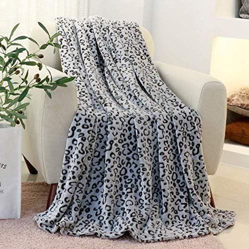 FY FIBER HOUSE Flanell Fleece Decken, extra weiche Flauschige Kuscheldecken, leichte, gemütliche Mikrofaser Sofadecke/Couchdecke für Erwachsene, 130x150cm, Grauer Leopard von FY FIBER HOUSE