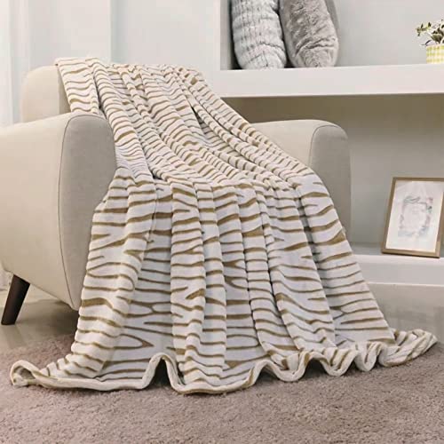 FY FIBER HOUSE Flanell Fleece Decken, extra weiche Flauschige Kuscheldecken, leichte, gemütliche Mikrofaser Sofadecke/Couchdecke für Erwachsene, 130x150cm, braunes Zebra von FY FIBER HOUSE