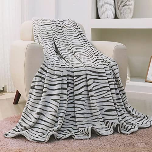 FY FIBER HOUSE Flanell Fleece Decken, extra weiche Flauschige Kuscheldecken, leichte, gemütliche Mikrofaser Sofadecke/Couchdecke für Erwachsene, 130x150cm, schwarzes Zebra von FY FIBER HOUSE