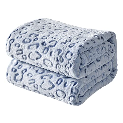 FY FIBER HOUSE Flanell Fleece Decken, extra weiche Flauschige Kuscheldecken, leichte, gemütliche Mikrofaser Sofadecke/Couchdecke für Erwachsene, 230x230cm, Blauer Leopard von FY FIBER HOUSE