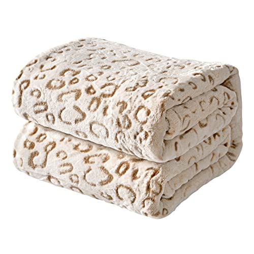 FY FIBER HOUSE Flanell Fleece Decken, extra weiche Flauschige Kuscheldecken, leichte, gemütliche Mikrofaser Sofadecke/Couchdecke für Erwachsene, 230x270cm, brauner Leopard von FY FIBER HOUSE