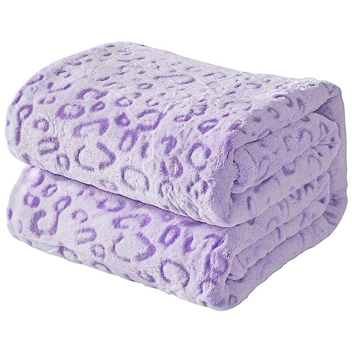 FY FIBER HOUSE Flanell-Fleece-Überwurf, Mikrofaser, mit 3D-Geparden-Druck, 228 x 228 cm, Violett von FY FIBER HOUSE