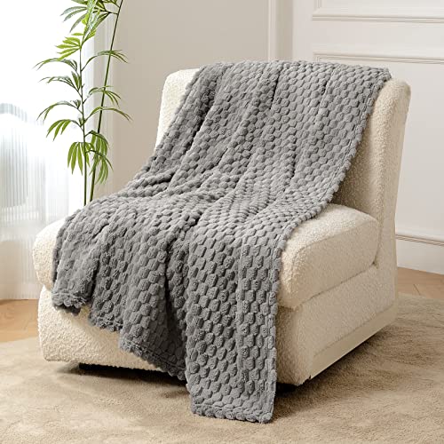 FY FIBER HOUSE Fleece Kuscheldecken, extra weiche Flauschige Decken, leichte, gemütliche Mikrofaser Sofadecke/Wolldecke für Büro, Sessel und Camping, 130x150cm, Gräulich von FY FIBER HOUSE