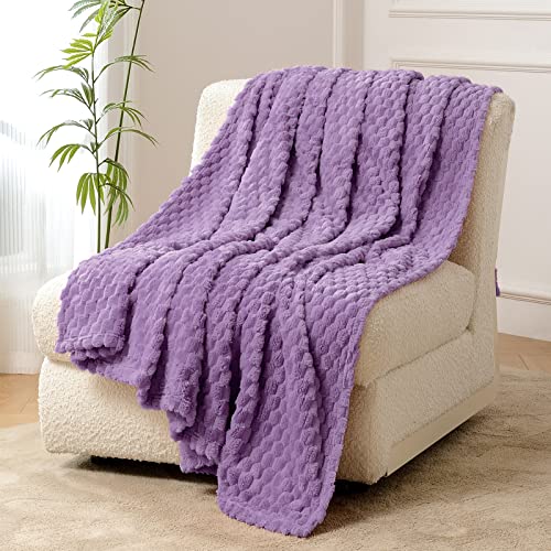 FY FIBER HOUSE Fleece Kuscheldecken, extra weiche Flauschige Decken, leichte, gemütliche Mikrofaser Sofadecke/Wolldecke für Büro, Sessel und Camping, 130x150cm, Lavendel von FY FIBER HOUSE