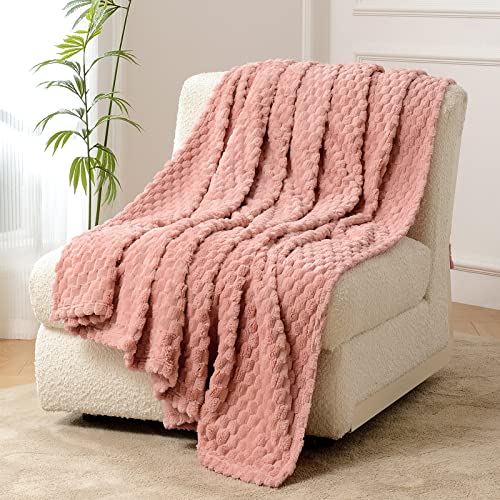 FY FIBER HOUSE Fleece Kuscheldecken, extra weiche Flauschige Decken, leichte, gemütliche Mikrofaser Sofadecke/Wolldecke für Büro, Sessel und Camping, 130x150cm, Rosa von FY FIBER HOUSE