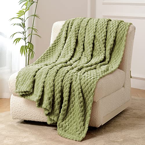 FY FIBER HOUSE Fleece Kuscheldecken, extra weiche Flauschige Decken, leichte, gemütliche Mikrofaser Sofadecke/Wolldecke für Büro, Sessel und Camping, 150x200cm, Salbeigrün von FY FIBER HOUSE