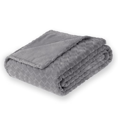 FY FIBER HOUSE Fleece Kuscheldecken mit der Schlangenlinie, extra weiche Flauschige Decken, leichte, gemütliche Mikrofaser Sofadecke/Wolldecke für Büro, Sessel und Camping, 130x150cm, Grau von FY FIBER HOUSE