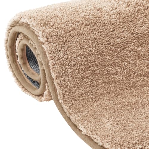 FY&XZH Badezimmerteppich, 50x80 cm – 3X längere Lebensdauer, widersteht Verformung & Fusseln, rutschfest, weich, saugfähig, dichter Mikrofaserflor für stark genutzte Badezimmer – Beige von FY&XZH