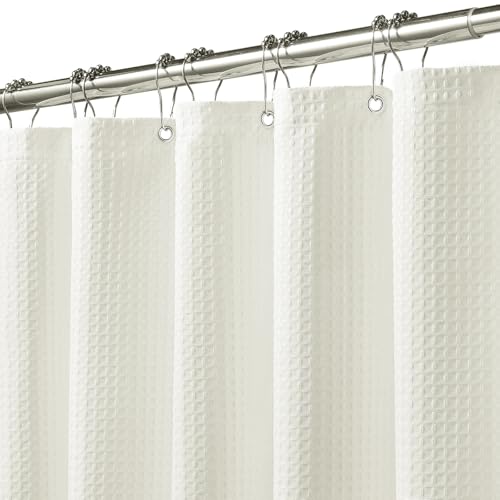 FY&XZH Robuster Duschvorhang aus Waffelpiqué mit Edelstahlhaken – Dickes Stoffgewebe für Bad, Hotel, Spa & Salon – 183 x 183cm (Beige) von FY&XZH