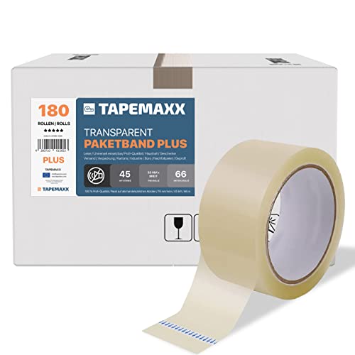 FYBR TAPEMAXX PLUS 180 Rollen starkes transparentes Paketklebeband leise Paketband Packband Packing Tape Klebeband Verpackungsband 48mm x 66m klar FYBR TAPEMAXX PLUS 180 Rollen starkes transparentes Paketklebeband leise Paketband Packband Packing Tape Klebeband Verpackungsband 48mm x 66m klar von FYBR