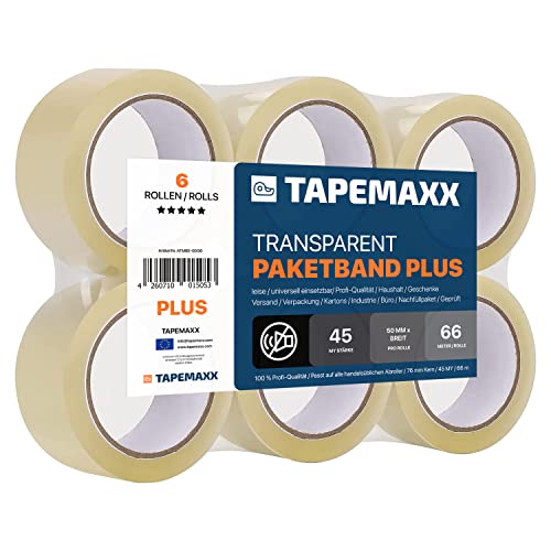 FYBR TAPEMAXX PLUS 6 Rollen starkes transparentes Paketklebeband leise Paketband Packband Packing Tape Klebeband Verpackungsband 48 mm x 66 m klar FYBR TAPEMAXX PLUS 6 Rollen starkes transparentes Paketklebeband leise Paketband Packband Packing Tape Klebeband Verpackungsband 48 mm x 66 m klar von FYBR