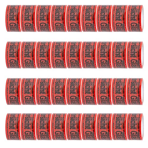 FYBR TAPEMAXX Vorsicht Glas 36 Rollen rotes Klebeband Achtung Bruchgefahr Caution Glass Fragile Paketband Zerbrechlich Warnung Packband Schwarz Piktogramm Paket (36 Rollen) von FYBR