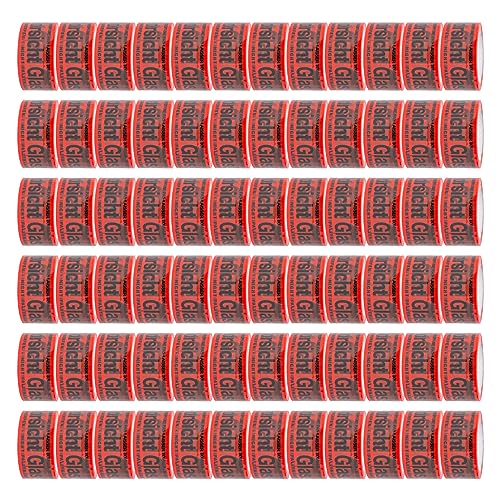 FYBR TAPEMAXX Vorsicht Glas 72 Rollen rotes Klebeband Achtung Bruchgefahr Caution Glass Fragile Paketband Zerbrechlich Warnung Packband Schwarz Piktogramm Paket (72 Rollen) von FYBR