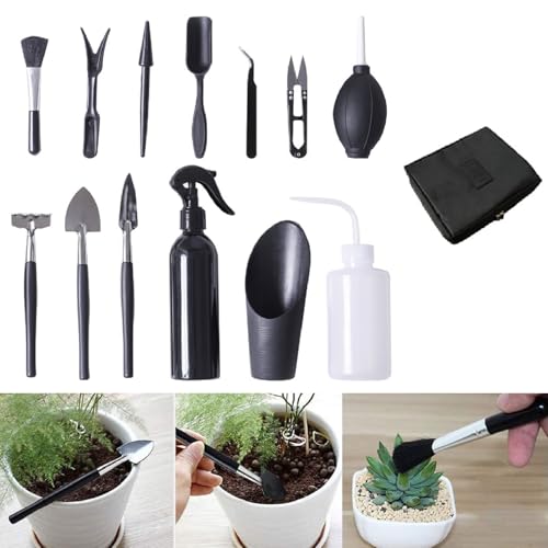 14 Stück Mini Sukkulenten Werkzeug Gartenwerkzeug Set, Garten Pflanzwerkzeug Set Mit Aufbewahrungstasche Und Pflanzmatte, Klein Gartengeräte Set Für Sukkulente Miniatur Gartenpflanzen von FYBlossom