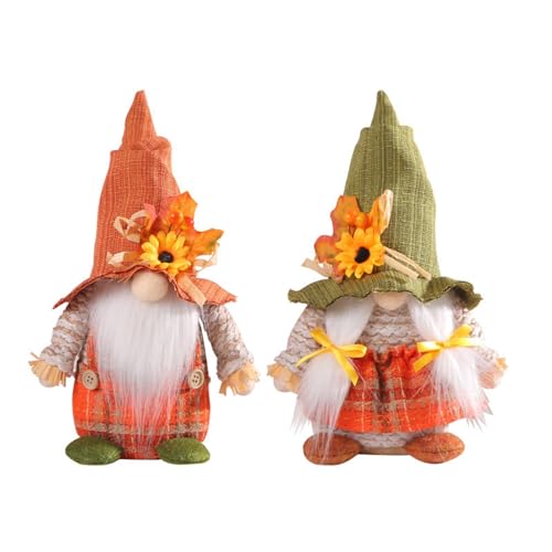 2er Set Wichtel Frühling Deko Wichtel Figuren Sommer, Wichtel Zwerg Puppe Frühlingdeko Mit Sonnenblume, Plüsch Schöne Wichtel Spielzeug Frühlingswichtel Für Festival Home Küche Dekor (Stil G) von FYBlossom