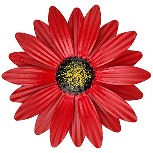 3D Metall Blume Wanddekoration Mehrschichtige Gänseblümchen Wanddeko Wandbehang, 20CM Vintage Hängen Gänseblümchen Wandkunst Dekoration Für Garten Balkon Terrasse Veranda Schlafzimmer Wohnzimmer (Rot) von FYBlossom