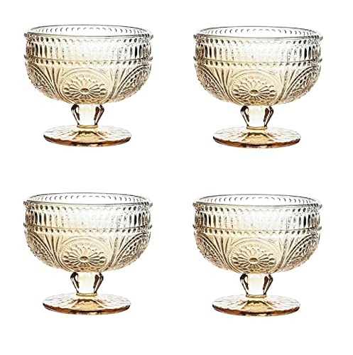 4 Stück Eisbecher Glas Dessertschalen Set, Retro Eiscremegläser 300ML Dessertgläser Desserttasse Mit Fuß, Wiederverwendbare Klare Eisgläser Servierschale Für Eis Dessert Obst Pudding Mousse (Stil A) 4 Stück Eisbecher Glas Dessertschalen Set, Retro Eiscremegläser 300ML Dessertgläser Desserttasse Mit Fuß, Wiederverwendbare Klare Eisgläser Servierschale Für Eis Dessert Obst Pudding Mousse (Stil A) von FYBlossom