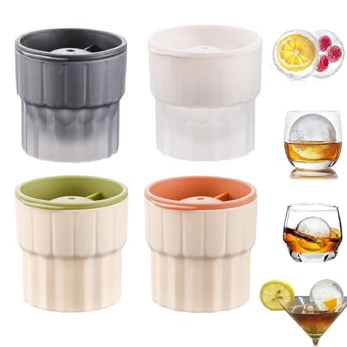 4 Stück Eiskugelform Eiswürfelform Kugel Silikon, Stapelbar Runde Eiswürfelformen BPA Frei Eiswürfelbehälter, Groß Kugel Eiswürfelform Für Wasser, Whisky, Cocktails, Saft (Stil A) von FYBlossom