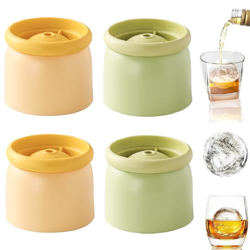 4 Stück Eiskugelform Eiswürfelform Kugel Silikon, Stapelbar Runde Eiswürfelformen BPA Frei Eiswürfelbehälter, Groß Kugel Eiswürfelform Für Wasser, Whisky, Cocktails, Saft (Stil B) von FYBlossom