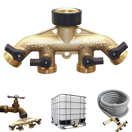 4 Wege Verteiler Wasser 3/4 Zoll Garten Wasserverteiler 4 Fach | Schnellverbinder Anschluss Gartenschlauch | Wasserdurchfluss Regulier Und Absperrbar | 4 Wege Schlauch Adapter Für Garten Bewässerung von FYBlossom