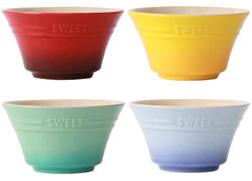 4er Set Dessertschalen Porzellan Bunt Suppenschalen| Keramik Eisschalen Müsli Schüssel Kleine Reisschalen Set| Gradientenfarbe Servierschalen Set Für Dessert Eiscreme Reis Snack Dip Sauce (Stil A) von FYBlossom