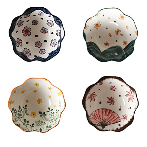 FYBlossom 4er Set Dipschalen Keramik Snack Schalen Set, Stapelbar Snack Servierschalen Kleine Teller Porzellan Sauce Schüssel Dessertschalen, Japanischen Stil Saucenschalen Für Sushi Dessert Soja von FYBlossom