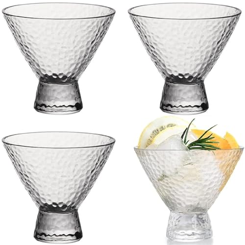 4er Set Martini Gläser Glas Eisschalen Eisbecher| 240ML Dessertgläser Klein Cocktailgläser Wiederverwendbar| Glas Dessertbecher Eiscremegläser Für Pudding, Vorspeise, Cocktails, Obst (Stil B) von FYBlossom