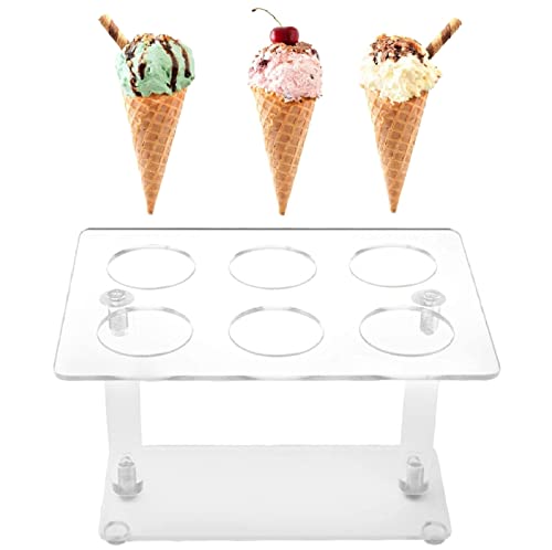 Acryl Ice Cream Cone Ablageständer Mit 6 Löcher, Eistütenhalter Waffelhalter Eisständer Eiswaffelständer, Abnehmbarer Transparent Eiswaffel Ständer Eiswaffelhalter Für Geburtstag Hochzeit Party von FYBlossom