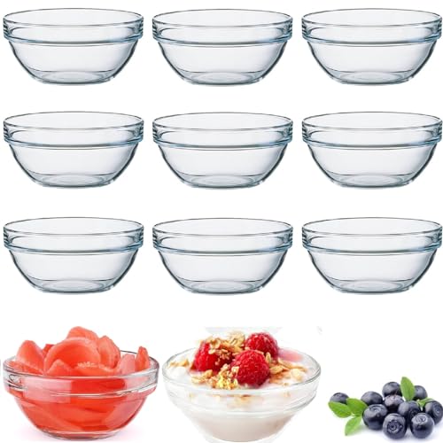 10x Dipschalen Klein Glas Dessertschalen Eisschalen, Glas Schalen Rund Dessertgläser Stapelbar Dip Schälchen Set, Klar Mini Soßen Schalen Für Tapas Pudding Creme Brulee, Spülmaschine & Mikrowelle von FYBlossom