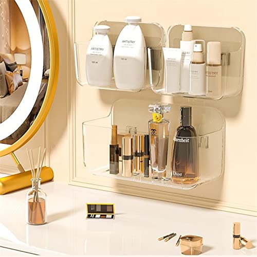 Duschablage Ohne Bohren Zum Hängen Kunststoff, Duschregal Selbstklebend Duschkorb Badezimmer Regal Shampoo Halterung Wand Organizer, Transparenter PET Badregal Wandablage Für Küche Badezimmer (S+L) von FYBlossom